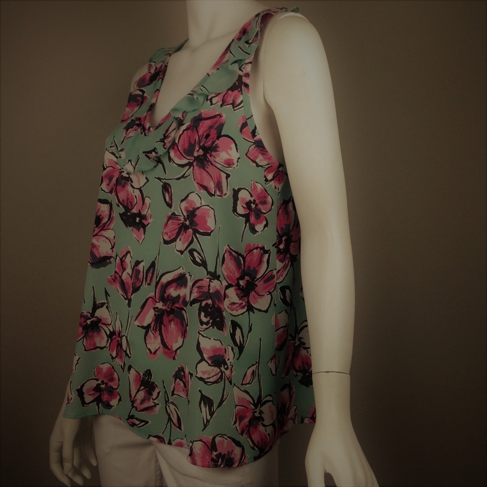 Tyche Floral Tank Top With Ruffled Neckline - Picture 2 of 4